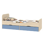 Кровать подростковая ДЕЛЬТА 19 (Дуб молочный - Голубой)