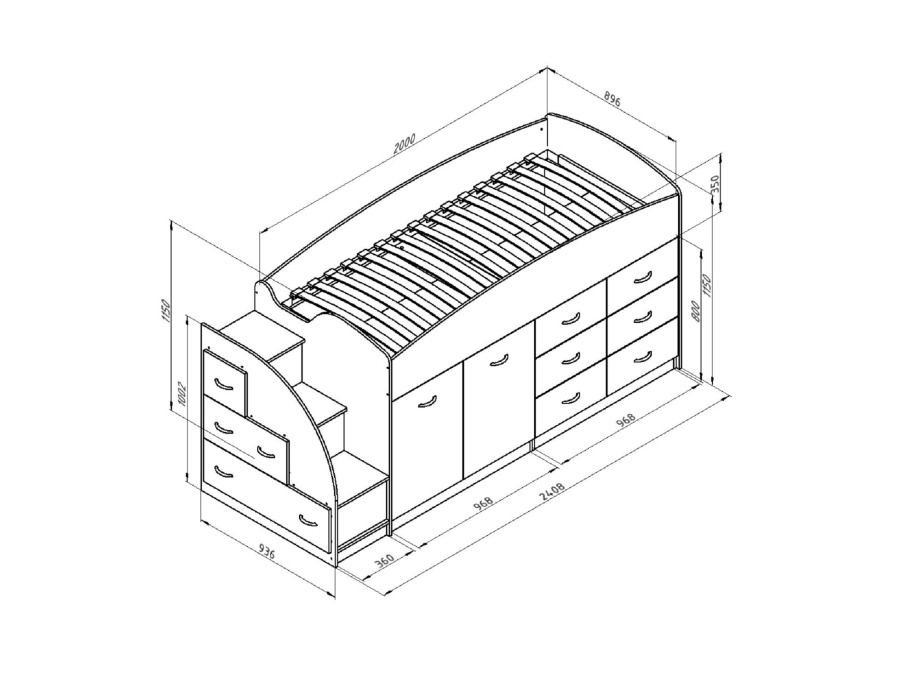 Кровать-чердак "Дюймовочка 4"