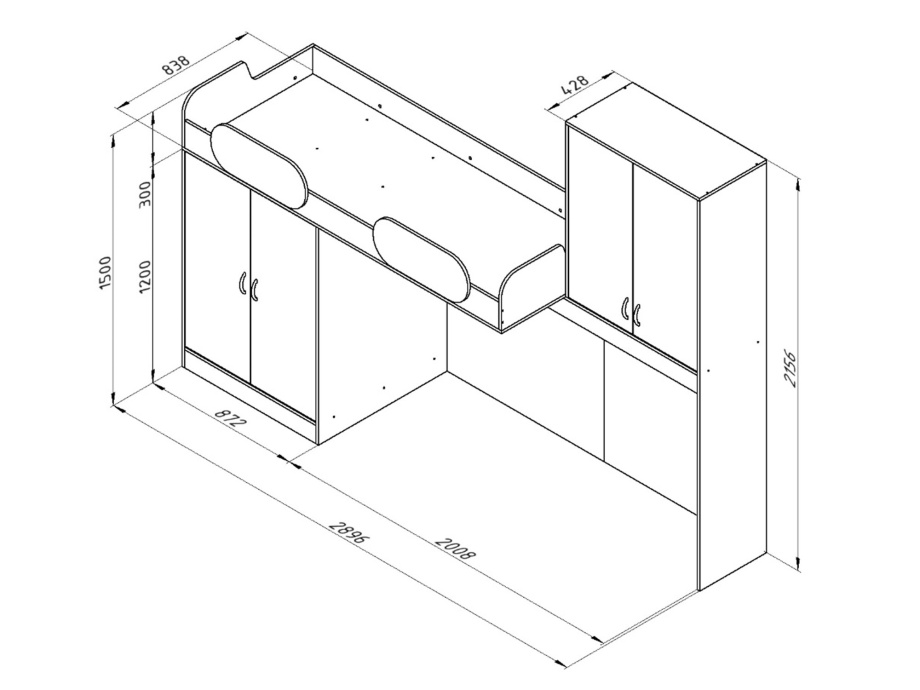 Кровать верхняя ДЕЛЬТА 18.04