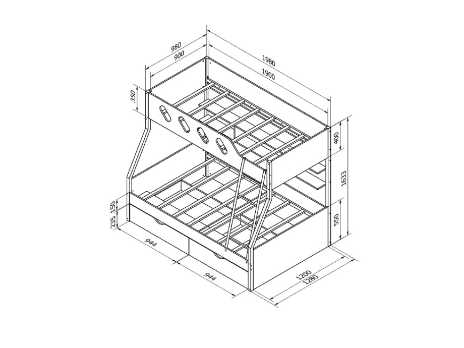 Кровать двухъярусная ДЕЛЬТА 20.02