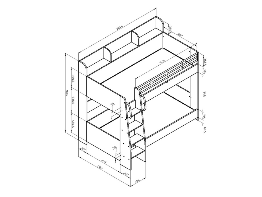 Кровать двухъярусная "Соня 5" левая