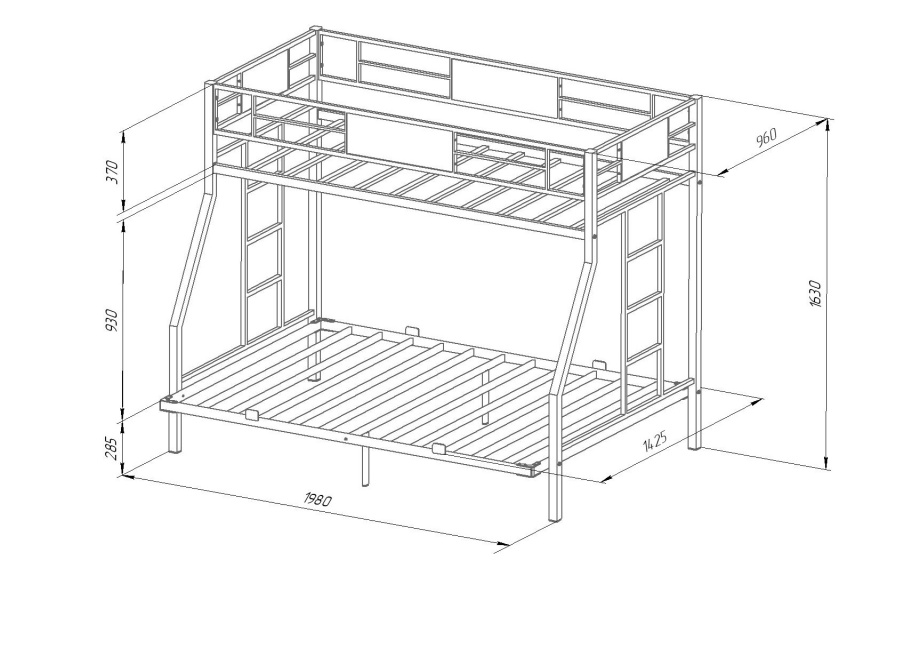 Кровать двухъярусная «Гранада 140» с отверстиями под полку