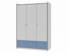 Шкаф ДЕЛЬТА Сильвер 9.01 (Белый кромка серая - Голубой)