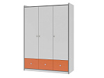 Шкаф ДЕЛЬТА Сильвер 9.01 (Белый кромка серая - Оранжевый)