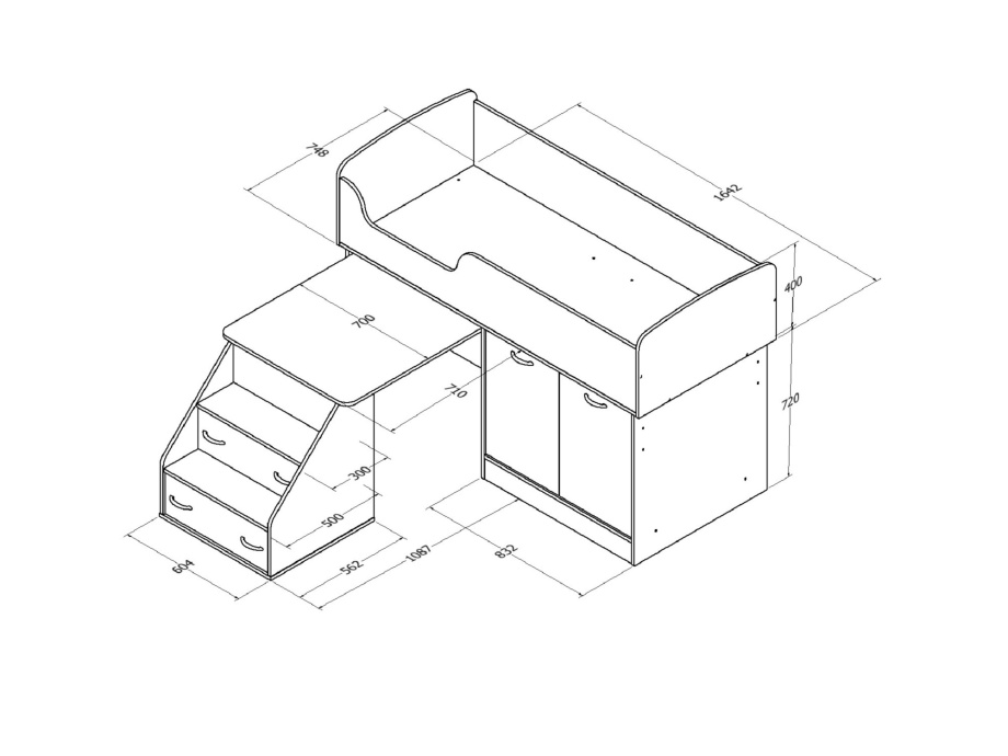 Кровать-чердак "Дюймовочка 2"